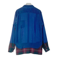 COMME des GARCONS HOMME PLUS EVER GREEN コムデギャルソンオムプリュス エバーグリーン チェック切替 キュプラ 長袖シャツ ブルー sizeS 瑞穂店