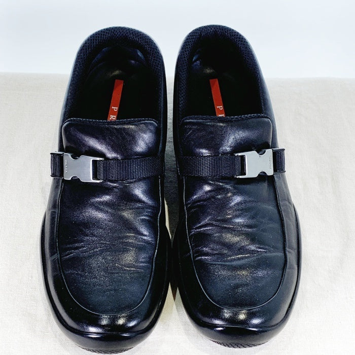 PRADA SPORT プラダスポーツ レザースリッポン ローカットスニーカー ブラック アジャスターベルト 4E0063 Size 7.5  (26.5cm) 福生店