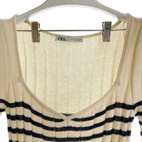 ZARA ザラ 3991 004 104 ボーダーニットドレス オフホワイト sizeM 瑞穂店