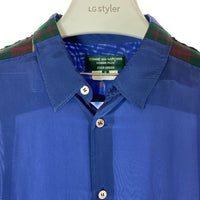 COMME des GARCONS HOMME PLUS EVER GREEN コムデギャルソンオムプリュス エバーグリーン チェック切替 キュプラ 長袖シャツ ブルー sizeS 瑞穂店