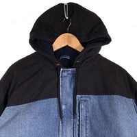SUPREME シュプリーム 25AW Dickies ディッキーズ Cordura Hooded Work Jacket コーデュラフーデッドワークジャケット デニム ナイロン切替 ブラック ライトブルー Size XL 福生店