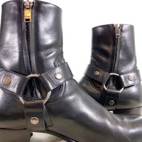 SAINT LAURENT PARIS サンローランパリ Wyatt Harness Ring Boot ワイアットハーネス リングブーツ ブラック サイドジップ 443190 AQS00 1000 Size 39 1/2 (24.5cm) 福生店