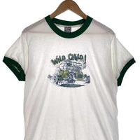 90's Ten STRIKE テンストライク WILD CHiLD ! Ringer T Shirts 半袖 リンガー Tシャツ ホワイト グリーン Size L 福生店