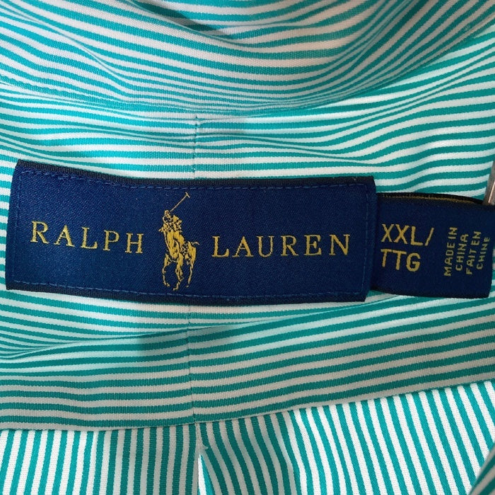 RALPH LAUREN ラルフローレン BDシャツ ストライプ パープルポニー刺繍 グリーン sizeXXL 瑞穂店