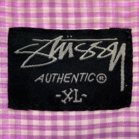 STUSSY ステューシー AUTHENTIC ギンガムチェック 半袖シャツ パープル×ホワイト sizeXL 瑞穂店