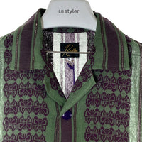 Needles ニードルズ 23SS Cabana Shirt カバナシャツ 開襟 半袖 ジャカード グリーン パープル MR242 Size M 瑞穂店