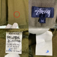 80's STUSSY ステューシー コットン オープンカラーフランネルシャツ 長袖 プレーン オリーブグリーン USA製 黒タグ Size M 福生店