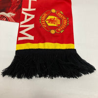 MANCHESTER UNITED マンチェスターユナイテッド David Beckham デイビッド ベッカム プリントスカーフ MADE IN UK レッド 瑞穂店