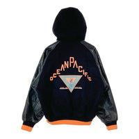 OCEAN PACIFIC オーシャンパシフィック 90's フード付き ウール 袖レザー スタジャン ブラック size- 瑞穂店