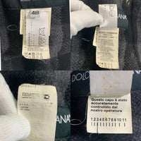DOLCHE&GABBANA ドルチェアンドガッバーナ ウール チェック柄 ジップアップジャケット リブ ロゴプレート ブラック Size 48 福生店