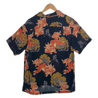 HOUSTON ヒューストン 唐獅子 旭日旗タグ 半袖 アロハシャツ ブラック Size L 福生店