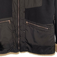 PRADA SPORT プラダスポーツ ウール ナイロン切替 ミリタリーライナー風 ボアジャケット ブラック 中綿 SGV470 Size 48 福生店