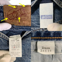 DENIME ドゥニーム 紙パッチ テーパードデニムパンツ USED加工 インディゴ オリゾンティ ボタンフライ Size 34×31 福生店