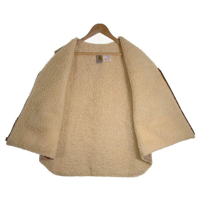80's CARHARTT カーハート ダックベスト 内ボア ベージュ 6SV USA製