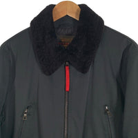PRADA SPORT プラダスポーツ Shearling Jacket コットン ナイロン 中綿 リブジャケット 襟ボア モスグリーン ブラック SGA560 Size 50 福生店