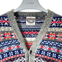 Jamieson's ジャミーソンズ ノルディック柄 カーディガン グレー×マルチ sizeM 瑞穂店