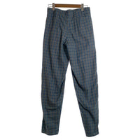 80's STUSSY ステューシー コットン チェック柄 1タックスラックス パンツ グリーン ブルー USA製 黒タグ Size 32 福生店