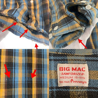 60's BIG MAC ビッグマック チェック フランネルシャツ イエロー ライトブルー ブラウン Size M 福生店