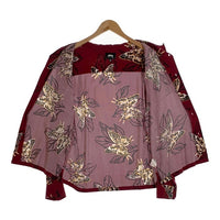 STUSSY ステューシー レーヨン オープンカラーロングスリーブシャツ バタフライプリント ボルドー Size M 福生店