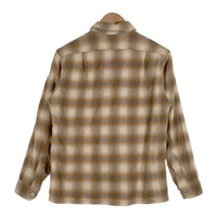 70's PENDLETON ペンドルトン ウール ボードシャツ オープンカラー シャドーチェック オンブレ ブラウン クリーム USA製 Size M 福生店
