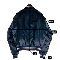 90's U.S.NAVY 米海軍 ナイロン スタジアムジャケット スタジャン ネイビー USA製 SOFFE JACKET Size L (42-44) 福生店