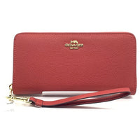 COACH コーチ C4451 ラウンドファスナーレザーウォレット 長財布 レッド ストラップ 福生店