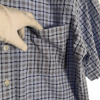 L.L.Bean エルエルビーン シアサッカー ボタンダウンチェックシャツ 半袖 ライトブルー Size M 福生店