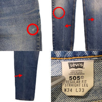 90's Levi's リーバイス 505 テーパードデニムパンツ インディゴ USA製 オレンジタブ 20505-0217 Size 34×33 福生店