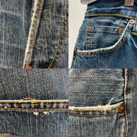 EVISU エヴィス Lot2001 ボタンフライ テーパードデニムパンツ ジーンズ ライトブルー Size 30×32 瑞穂店