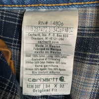 Carhartt カーハート フランネルチェックライナー デニムカーペンターパンツ インディゴ ウォッシュ加工 B236 DST メキシコ製 Size 34×32 福生店