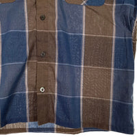 TENDERLOIN テンダーロイン T-POLY CHECK SHT チェーンロゴ刺繍 チェック オープンカラーシャツ 半袖 グレー ブルー 薄手 Size M 福生店