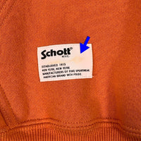 Schott ショット THE EMPIRE STATE プリント スウェットパーカー オレンジ 782-3231005 Size M 福生店