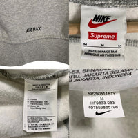 SUPREME シュプリーム 25SS NIKE ナイキ Zip Up Hooded Sweatshirt ジップアップ スウェットパーカー グレー HF9633-063 Size M 福生店