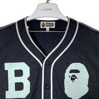 A BATHING APE アベイシングエイプ× Majestic マジェスティック 001SHE301912X ベースボールシャツ ブラック size2XL 瑞穂店
