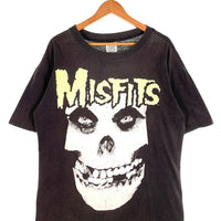 90's MISFITS ミスフィッツ HUGE SKULL 蓄光 スカルプリント Tシャツ ブラック WILD OATS USA製 Size XL 福生店