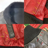 VANSON バンソン TJV USA製 後付けワッペン レザー チームジャケット ブラック×レッド size44 瑞穂店