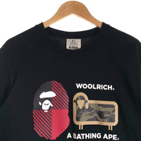 A BATHING APE アベイシングエイプ Woolrich ウールリッチ プリントTシャツ ブラック 001TEH731909C Size L 福生店