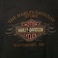 00's HARLEY DAVIDSON ハーレーダビッドソン バー&シールド フレイム プリント ポケット ロングスリーブTシャツ ブラック 2007コピーライト Size 2XL 相当 福生店