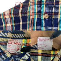 70's BIG MAC ビッグマック フランネルチェックシャツ ネイビー ホワイト Size S 福生店
