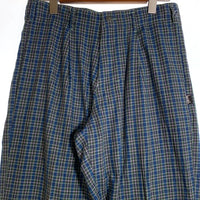 80's STUSSY ステューシー コットン チェック柄 1タックスラックス パンツ グリーン ブルー USA製 黒タグ Size 32 福生店