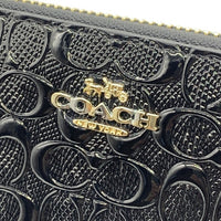 COACH コーチ F54805 シグネチャー ラウンドファスナーウォレット パテントレザー 長財布 ブラック 福生店