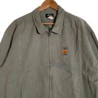 80's STUSSY ステューシー コットンツイル ジップアップジャケット ミントグリーン 刺繡ロゴ 黒タグ Size L 福生店