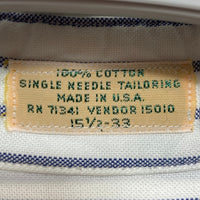 L.L.Bean エルエルビーン USA製 90s オックスフード ストライプ B.D 長袖シャツ ホワイト×ブルー size15 1/2-33 瑞穂店