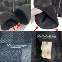 DOLCHE&GABBANA ドルチェアンドガッバーナ ウール チェック柄 ジップアップジャケット リブ ロゴプレート ブラック Size 48 福生店