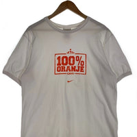 00's NIKE ナイキ 100% ORANJE KNVB プリントTシャツ ホワイト ハンガリー製 Size M 福生店