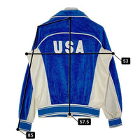 LEVI'S リーバイス TALONジップ 80s オリンピック ベロアジャケット ブルー×ホワイト size-※フロント・右袖汚れ有★ 瑞穂店