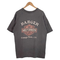 80-90's Harley-Davidson ハーレーダビッドソン イーグル バー&シールド プリントTシャツ フェードブラック Hanes USA製 Size XL 福生店