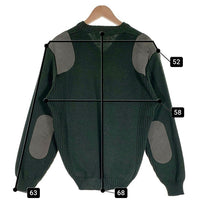HUNTING WORLD ハンティングワールド Vネック ウールニットセーター ショルダー エルボーパッチ グリーン UK製 Size XL 福生店