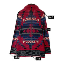 LAUREN JEANS COMPANY RALPH LAUREN ローレンジーンズ ラルフローレン ネイティブ柄 ショールカラー ガウンニット レッド sizePS 瑞穂店