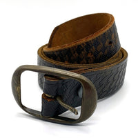 BRACKNEY LEATHER WORKS ブラックニーレザーワークス オーバルバックル レザーベルト ブラック USA製 Size 34 福生店